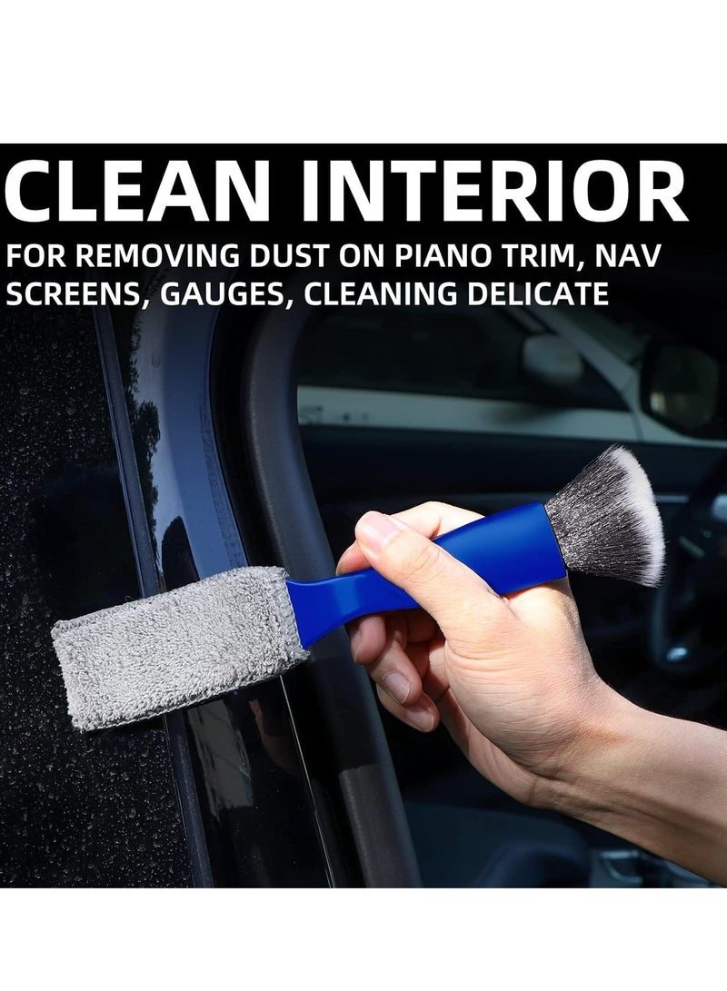 BIGTHREE Double Head Brush for Car Cleaning, Portable Car Interior Detailing Brush Car Dust Brush, 2 Pcs Super Soft Bristles Brush for Car Cleaning Seat Brush for Cleaning Air Vent Dashboard Screen - Image 4