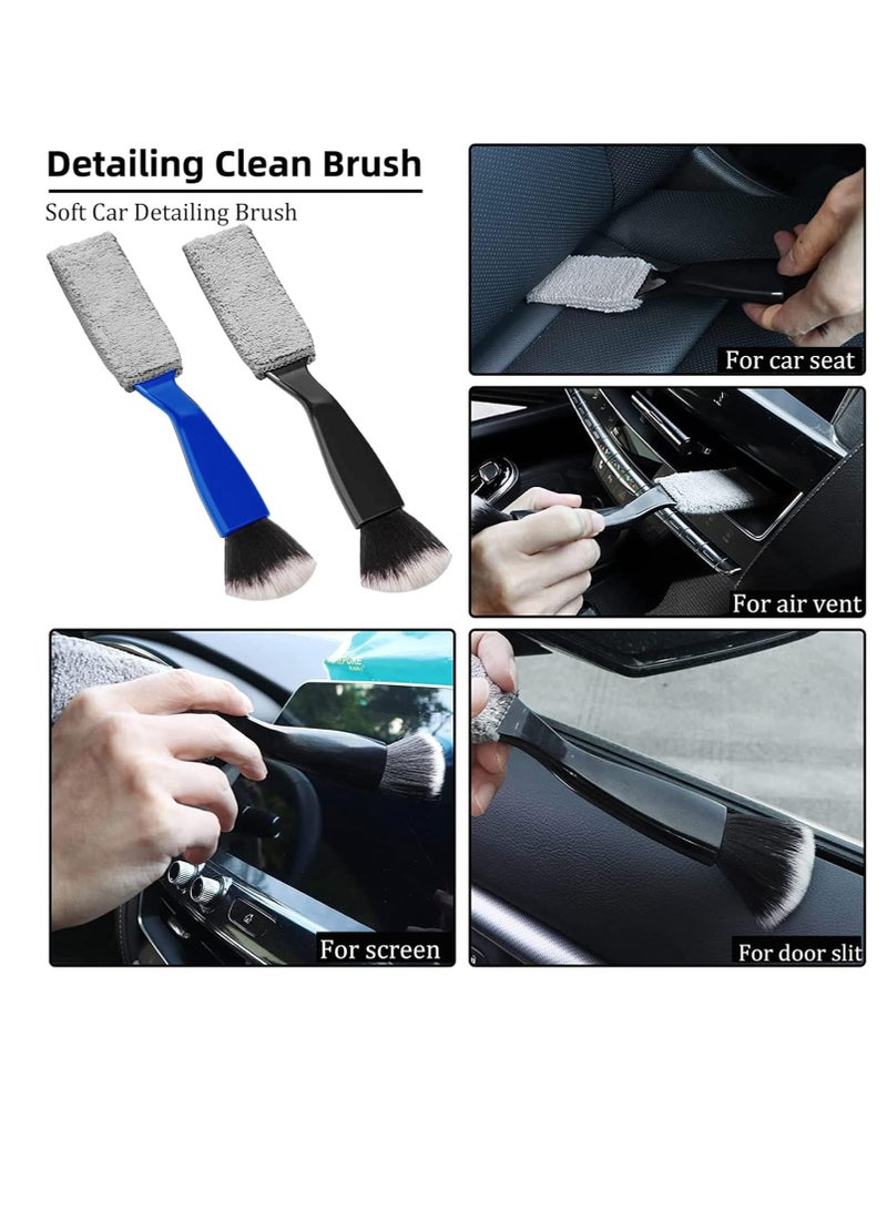 BIGTHREE Double Head Brush for Car Cleaning, Portable Car Interior Detailing Brush Car Dust Brush, 2 Pcs Super Soft Bristles Brush for Car Cleaning Seat Brush for Cleaning Air Vent Dashboard Screen - Image 5