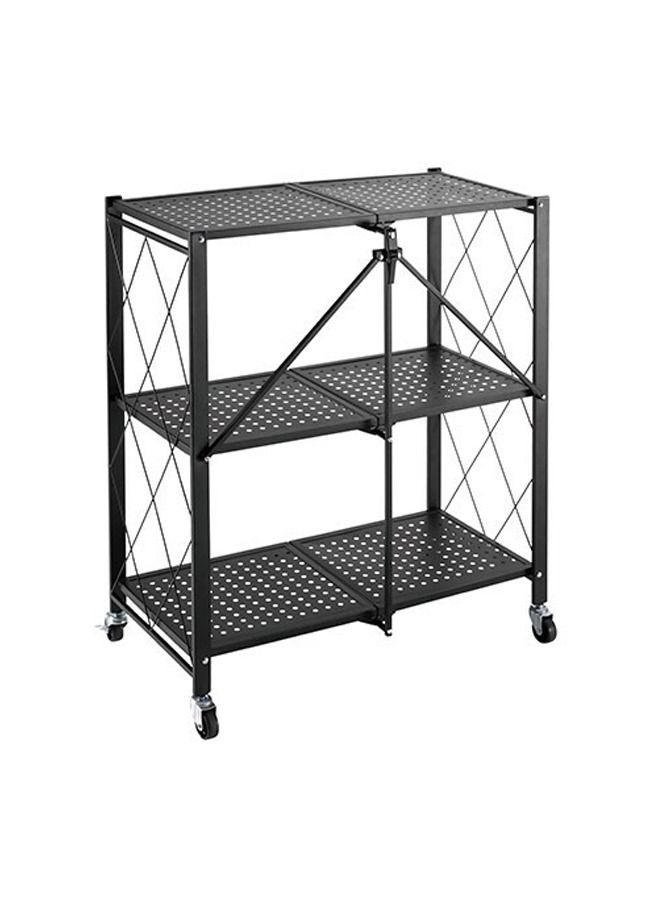 3 Layer Folding Storage Rack With Wheel Movable For Living Room Bedroom Kitchen Home Space Saving Organizer - Image 1