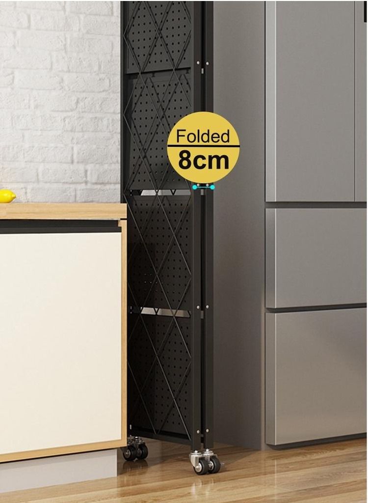 3 Layer Folding Storage Rack With Wheel Movable For Living Room Bedroom Kitchen Home Space Saving Organizer - Image 5