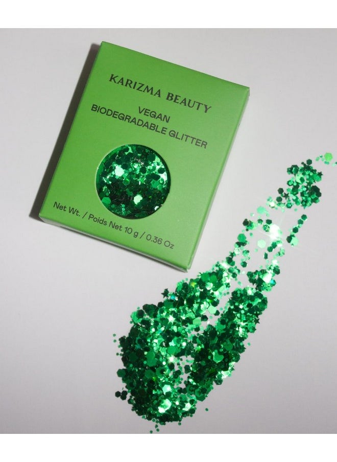 KARIZMA - Vegan Biodegradable Chunky Glitter // Karizma Beauty Green Bio Glitter Eco Glitter Face Glitter Festival Chunky 10G - Image 1