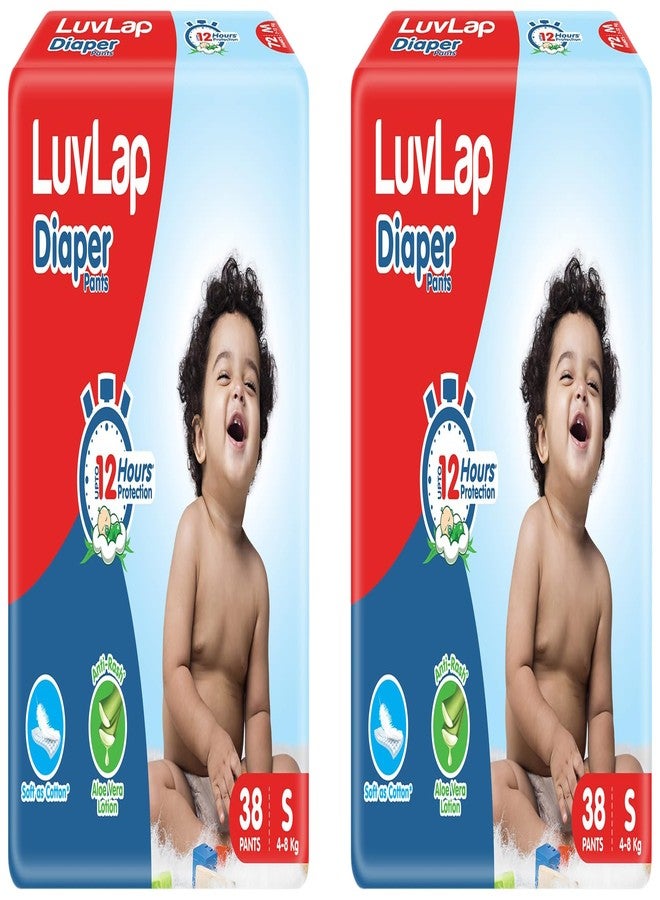 LuvLap Pant Style Baby Diapers, Small (S), 38 Count, For babies of Upto 4-8Kg with Aloe Vera Lotion for rash protection, with upto 12hr protection, Diapers (Pack of 2)