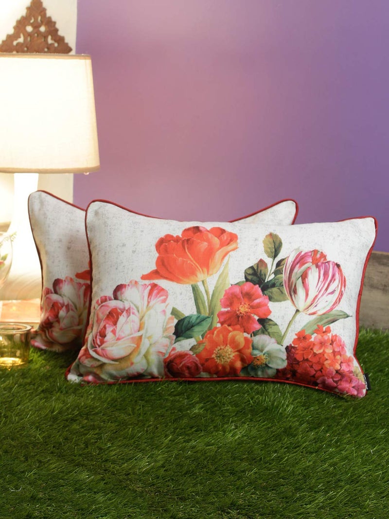 THE CONVERSION Set of 2 Decorative Sham/Baby/Rectangle Digital Printed Premium Soft polylinen Fabric red Color, 2 pc Baby Pillow Cover - 12"x18" - Image 1