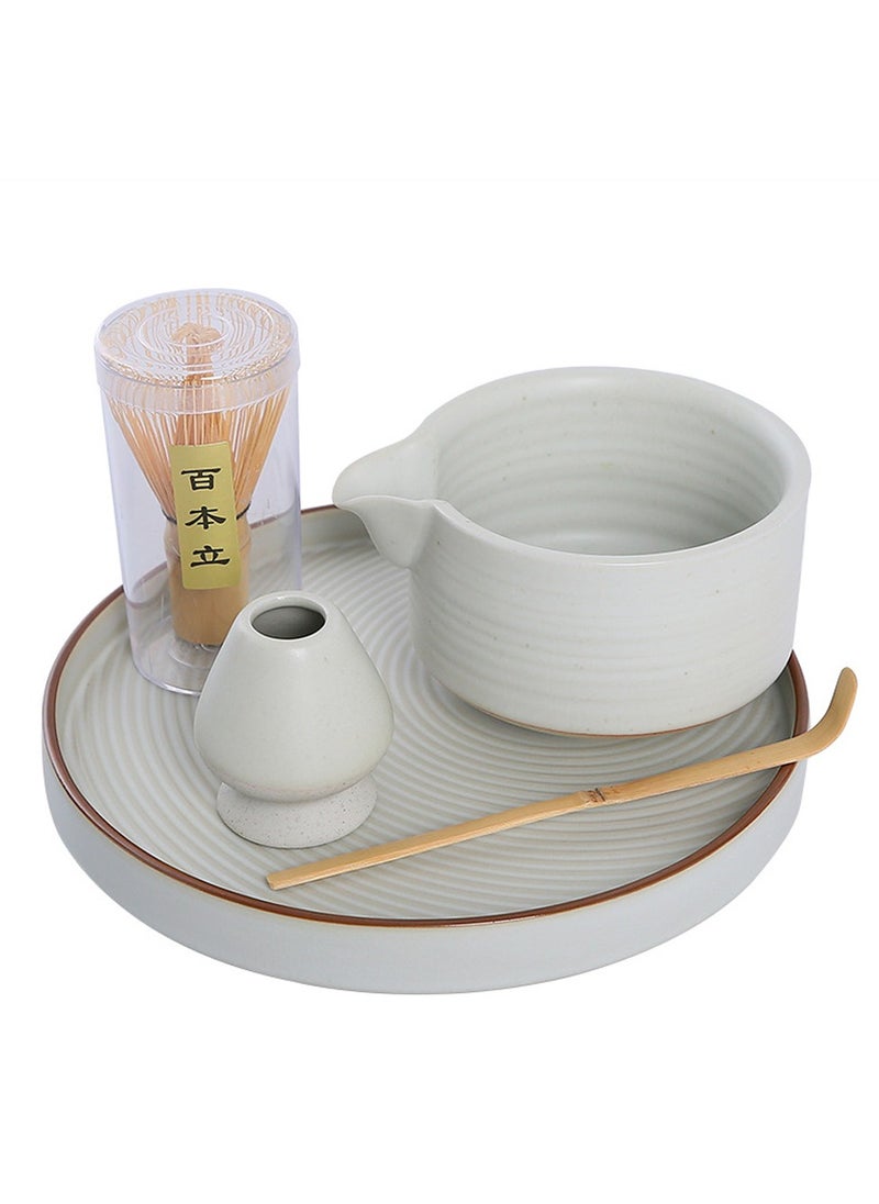 Al Aoyama Japanese Matcha Tea Set-4pcs,   Includes Matcha Bowl , Tea tray , Bamboo Matcha Whisk and Bamboo Scoop, Ceramic Matcha Kit  - Image 1