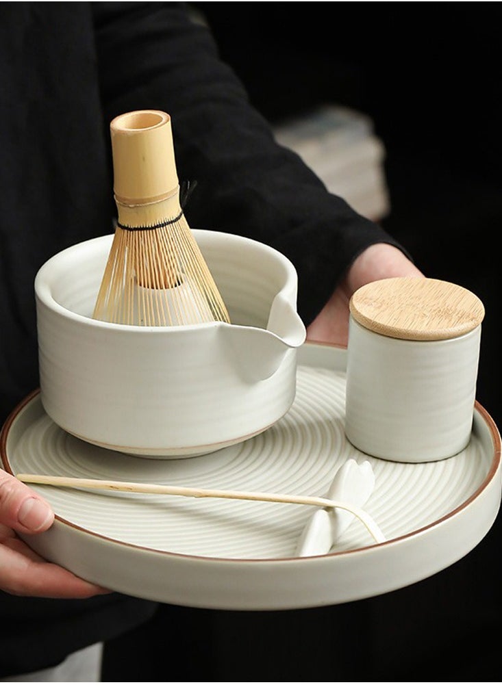Al Aoyama Japanese Matcha Tea Set-4pcs,   Includes Matcha Bowl , Tea tray , Bamboo Matcha Whisk and Bamboo Scoop, Ceramic Matcha Kit  - Image 5