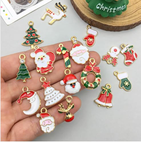 squishy 20 Pcs Christmas Decorations Items, DIY Jewelry Making Kit, Holiday Craft Accessories for Personalized Gifts, Christmas Tree Ornaments, Random - Image 5