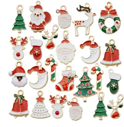 squishy 20 Pcs Christmas Decorations Items, DIY Jewelry Making Kit, Holiday Craft Accessories for Personalized Gifts, Christmas Tree Ornaments, Random - Image 1