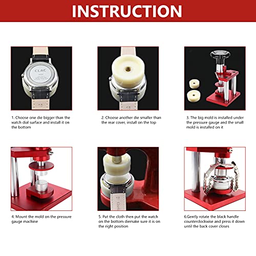 riteu 20 Dies Watch Press Set, Watch Press Back Press Machine Screw Case Cover Press Watch Repair Pressing Tool for Watch Repairing, Compatible for Various Kinds of Watch - Image 4