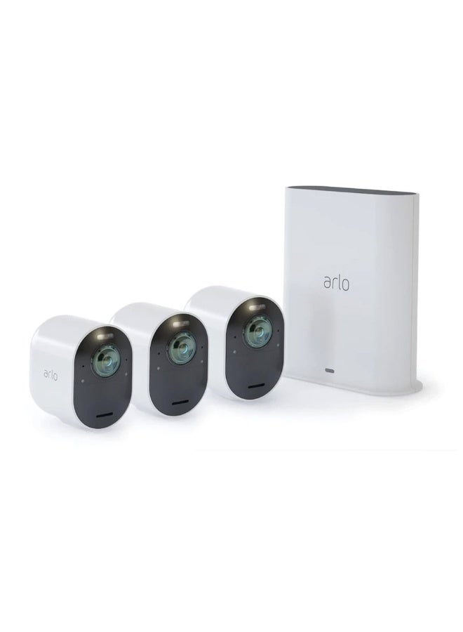 Arlo Technologies Ultra 2 Spotlight Camera 3 Camera Security System Wire-Free, 4K Video & HDR Colour Night Vision, 2-Way Audio, 6-Month Battery Life Works with Alexa White VMS5340 - Image 1