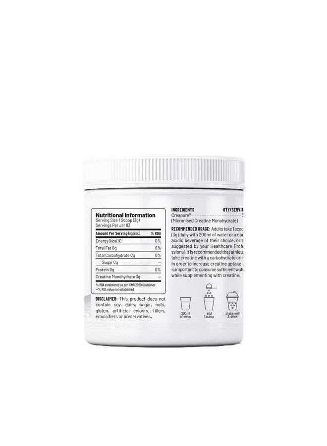 Unived Certified German Creapure | Micronised Creatine Monohydrate | Single Ingredient, Flavorless & Caffeine Free | 3g Per Serving. 83 servings, 250g Jar - Image 2