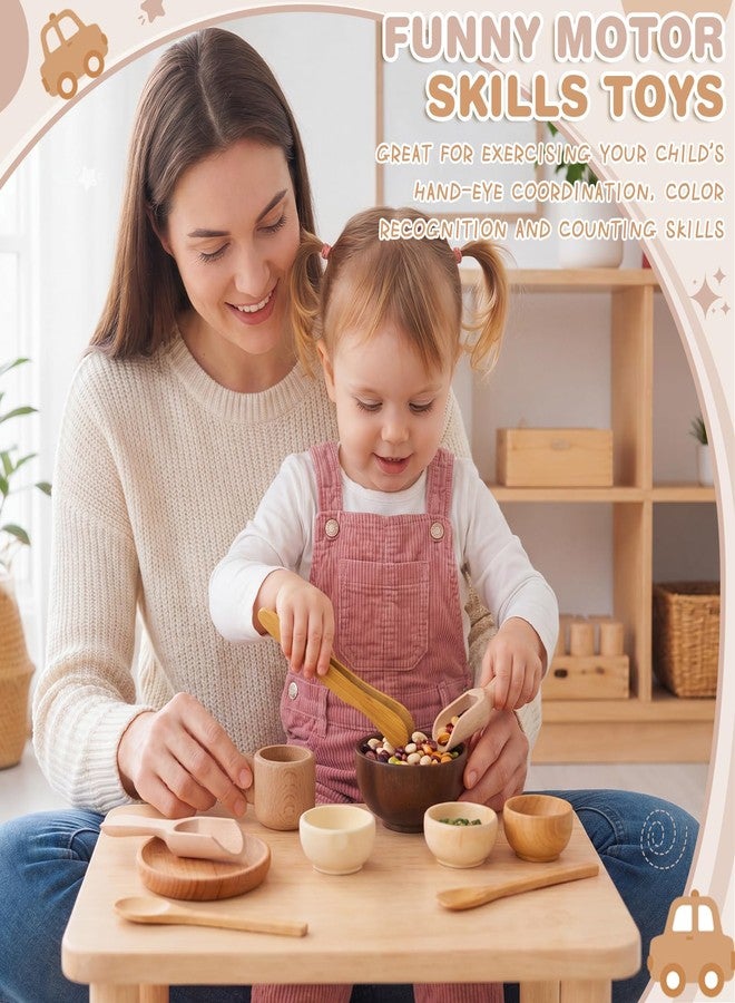Tiangrid 11 Pcs Sensory Bin Tool Sensory Tools for Boys and Girls Fine Motor Skill Toys Wooden Spoons Bowls Plate with Other Tools for Transfer Work and Fine Motor Learning (Wood) - Image 5