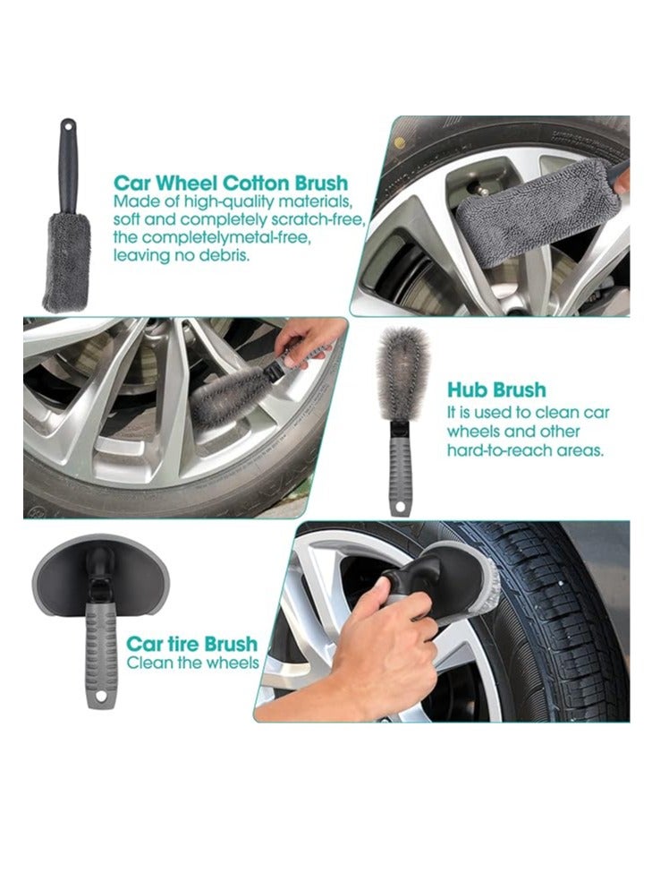 Beauenty Car Care Cleaning Set, Car Cleaning Set, Car Care Kit, Car Cleaner Set Exterior, Car Wash Set with Tyre Brush, Multi-Purpose Cleaning Cloths, for Car, Motorcycle, Indoor and Outdoor Household Cleaning - Image 3
