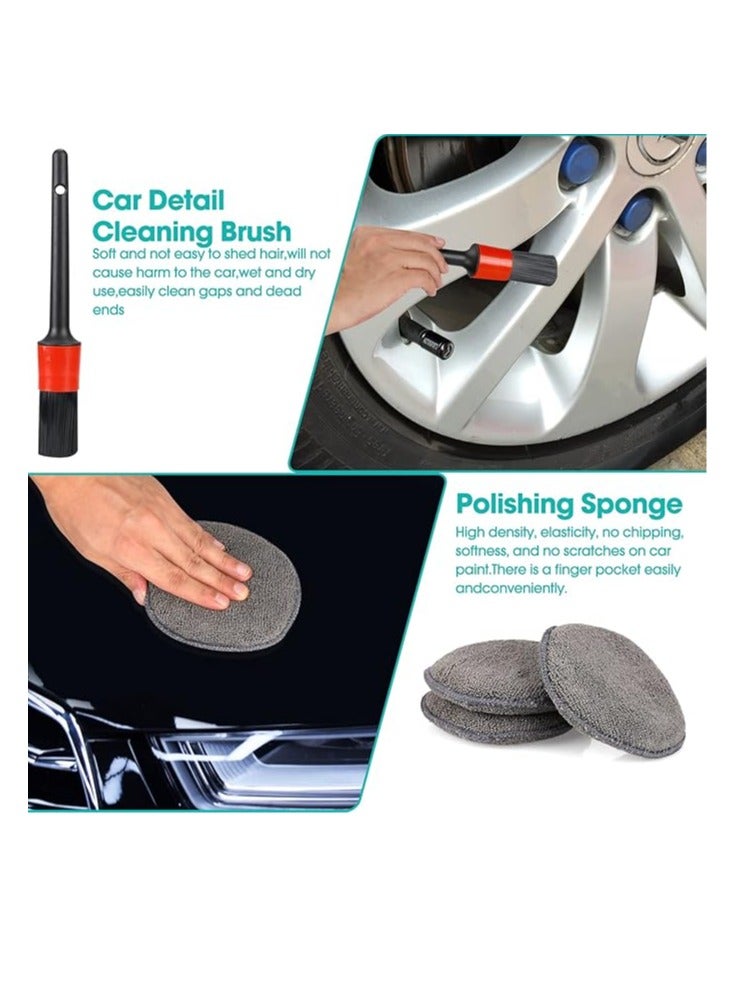 Beauenty Car Care Cleaning Set, Car Cleaning Set, Car Care Kit, Car Cleaner Set Exterior, Car Wash Set with Tyre Brush, Multi-Purpose Cleaning Cloths, for Car, Motorcycle, Indoor and Outdoor Household Cleaning - Image 4