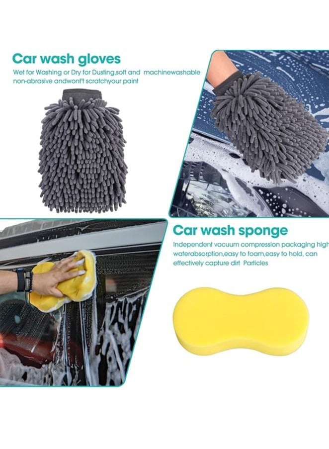 Beauenty Car Care Cleaning Set, Car Cleaning Set, Car Care Kit, Car Cleaner Set Exterior, Car Wash Set with Tyre Brush, Multi-Purpose Cleaning Cloths, for Car, Motorcycle, Indoor and Outdoor Household Cleaning - Image 5