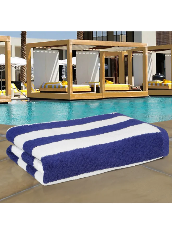 مالبيري ليفينج منشفة قطن تيري كلاسيكية لحمام السباحة ٦٠٠ جرام للمتر المربع ٩٠ سم × ١٨٠ سم أزرق وأبيض
