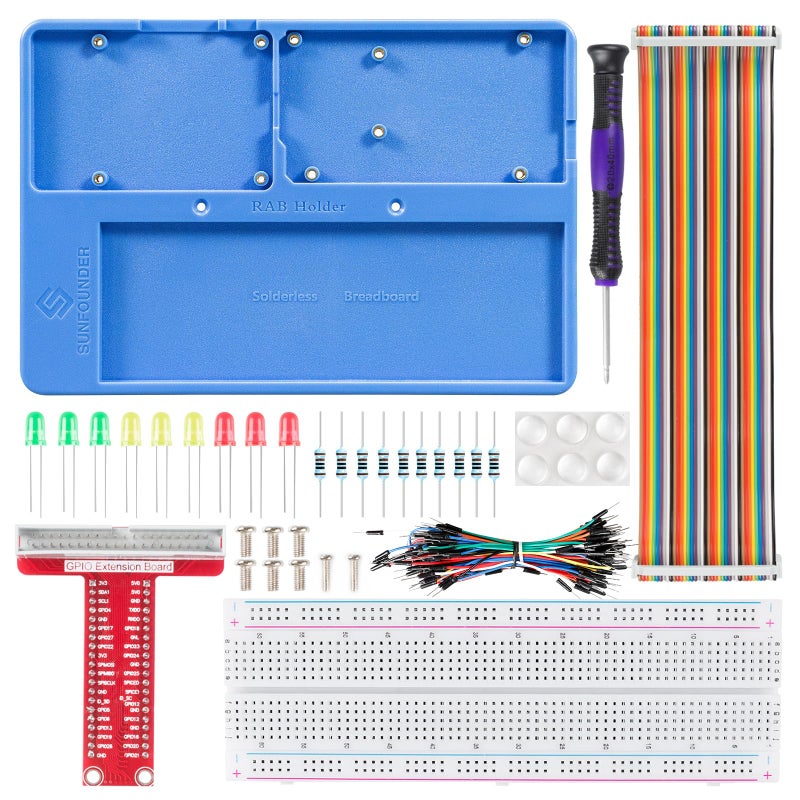 SunFounder RAB Holder Breadboard Kit for Raspberry Pi Compatible with Arduino Uno R4 Minima/WiFi/Uno R3/Mega R3, Raspberry Pi 5 4B 3B+ 3B 2 Model B and 400 830 Points Breadboard - Image 1