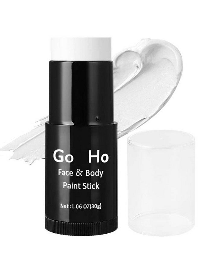 Go Ho Cream-Blendable Clown White Face Paint Stick,Full-coverage Waterproof White Body Paint for Halloween Cosplay Jokester Zombie Vampire Skeleton Clown SFX Makeup,White Eye Black Stick - Image 1