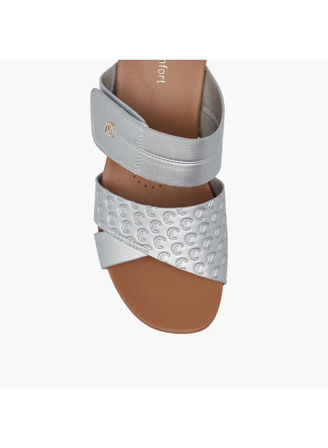 Le Confort Women's Textured Slip-On Sandals with Block Heels