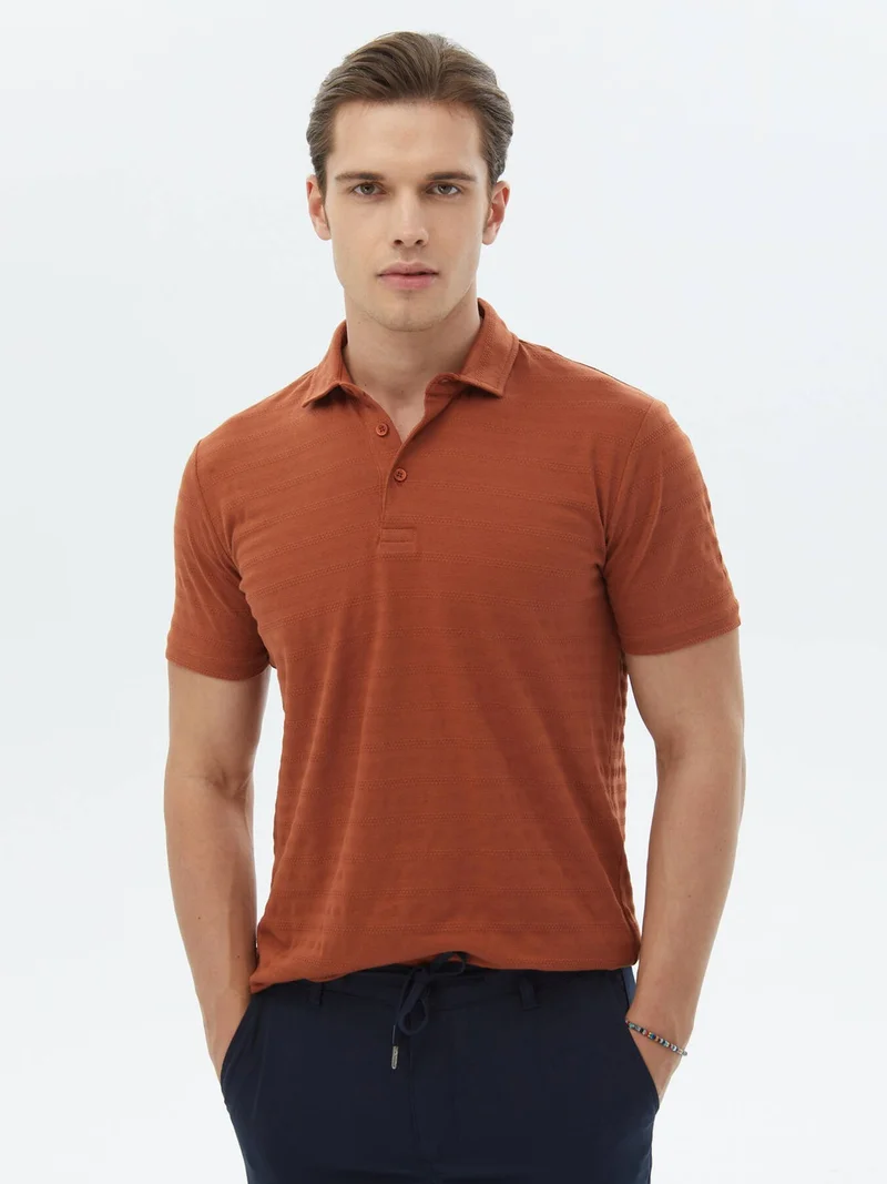 Kip Tile Jacquard Polo Collar 100% Cotton T-Shirt