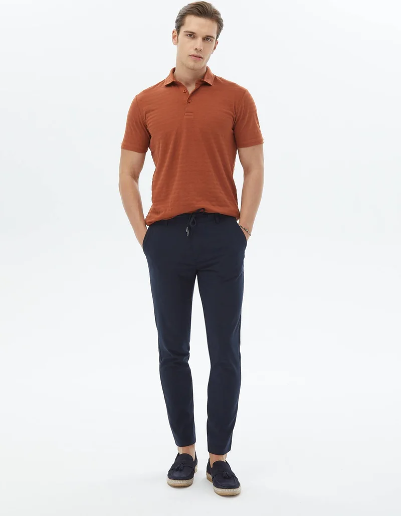 Kip Tile Jacquard Polo Collar 100% Cotton T-Shirt