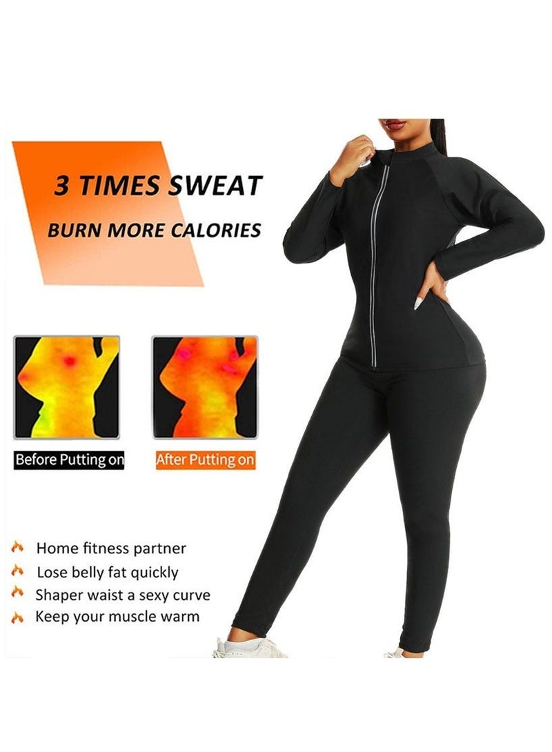 RATSAW Women Sauna Suit Weight Loss Gym Sweat Suits Workout Jacket Lock Sweating Profusely Jacket Workout Fitness Compression Sweat Suits for Women (Jacket ) - Image 5