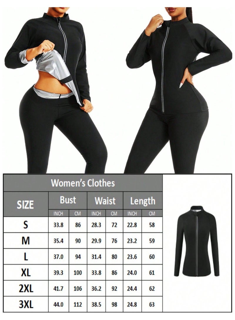 RATSAW Women Sauna Suit Weight Loss Gym Sweat Suits Workout Jacket Lock Sweating Profusely Jacket Workout Fitness Compression Sweat Suits for Women (Jacket ) - Image 2