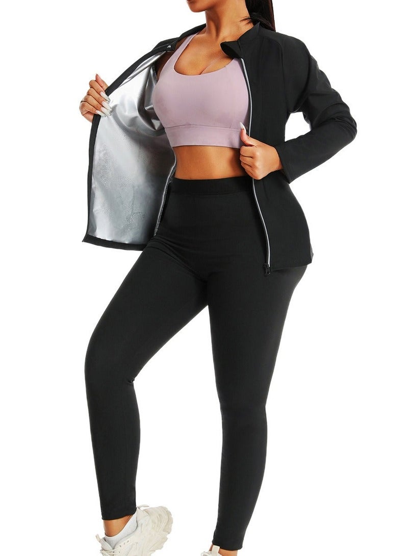 RATSAW Women Sauna Suit Weight Loss Gym Sweat Suits Workout Jacket Lock Sweating Profusely Jacket Workout Fitness Compression Sweat Suits for Women (Jacket ) - Image 3