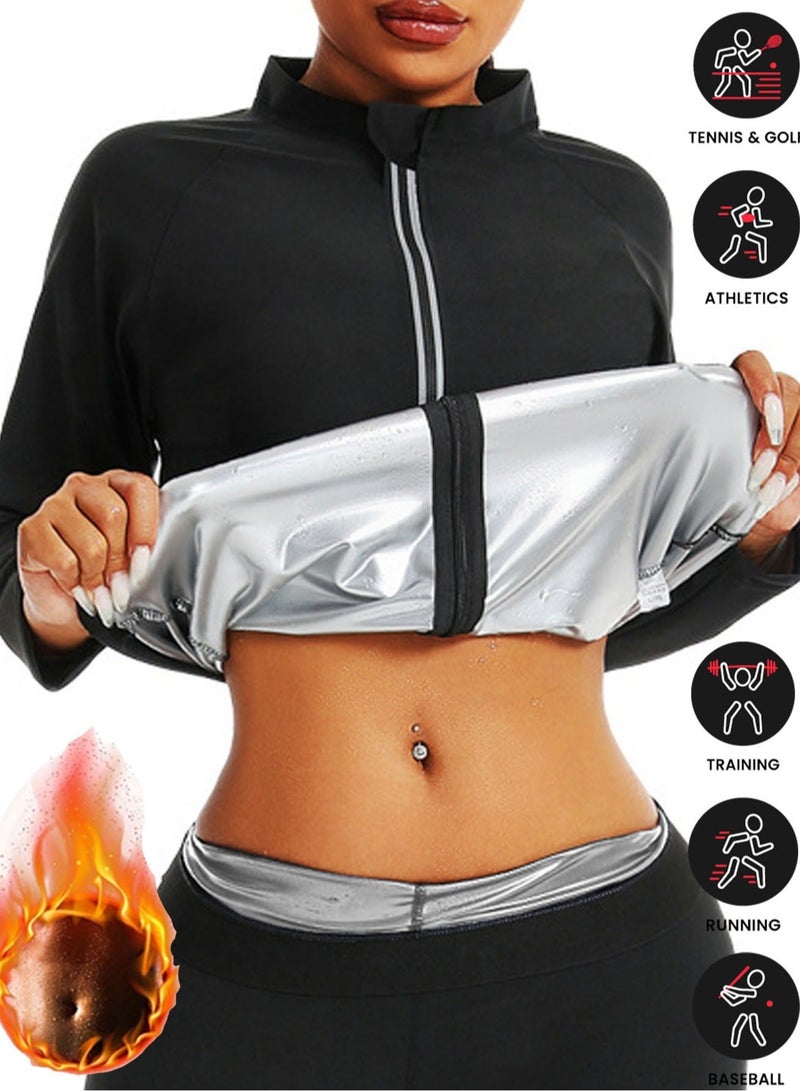 RATSAW Women Sauna Suit Weight Loss Gym Sweat Suits Workout Jacket Lock Sweating Profusely Jacket Workout Fitness Compression Sweat Suits for Women (Jacket ) - Image 1