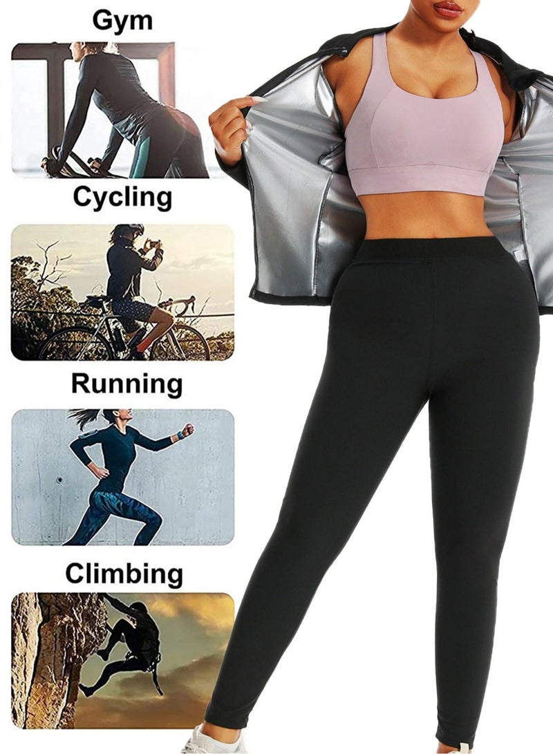 RATSAW Women Sauna Suit Weight Loss Gym Sweat Suits Workout Jacket Lock Sweating Profusely Jacket Workout Fitness Compression Sweat Suits for Women (Jacket ) - Image 4