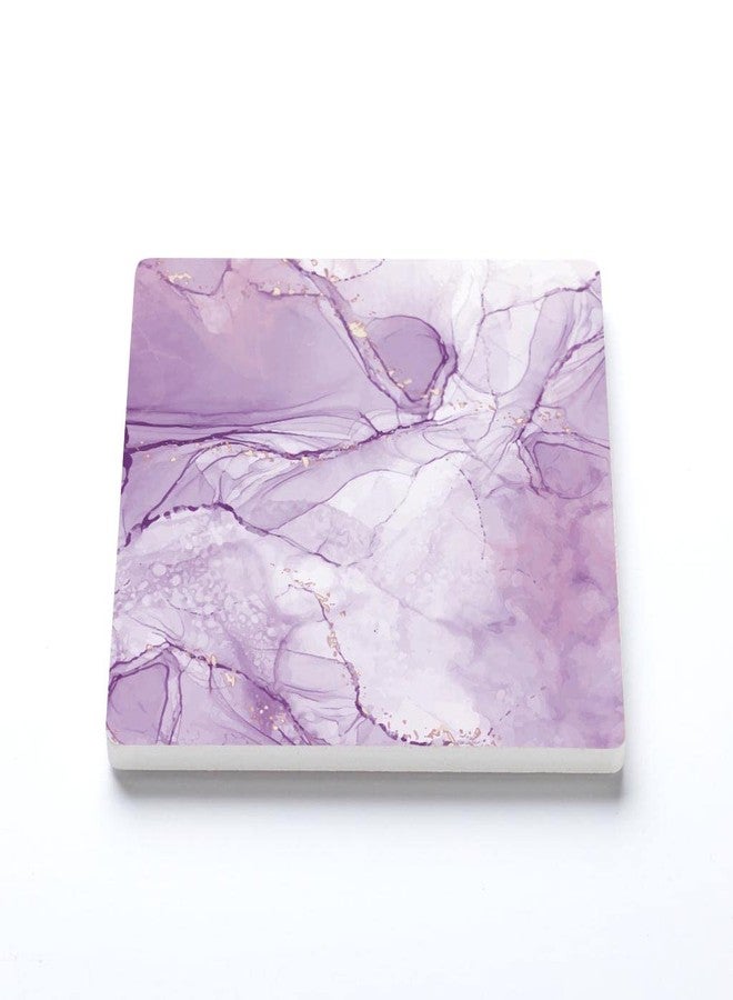 إيلانز ديزاينز مجموعة من 4 قواعد أكواب مربعة من السيراميك الماصة، بلون أبيض لافندر رخامي، مقاس 4 × 4 بوصة - Image 2