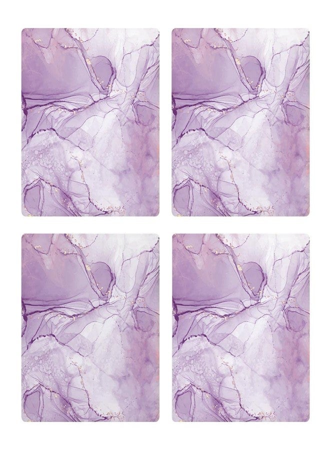 إيلانز ديزاينز مجموعة من 4 قواعد أكواب مربعة من السيراميك الماصة، بلون أبيض لافندر رخامي، مقاس 4 × 4 بوصة - Image 1