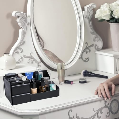 ROKTRY Cosmetic Organizer Box Drawers Storage Plastic Stationary Box | Make Up Organiser For Women(black) - Image 3
