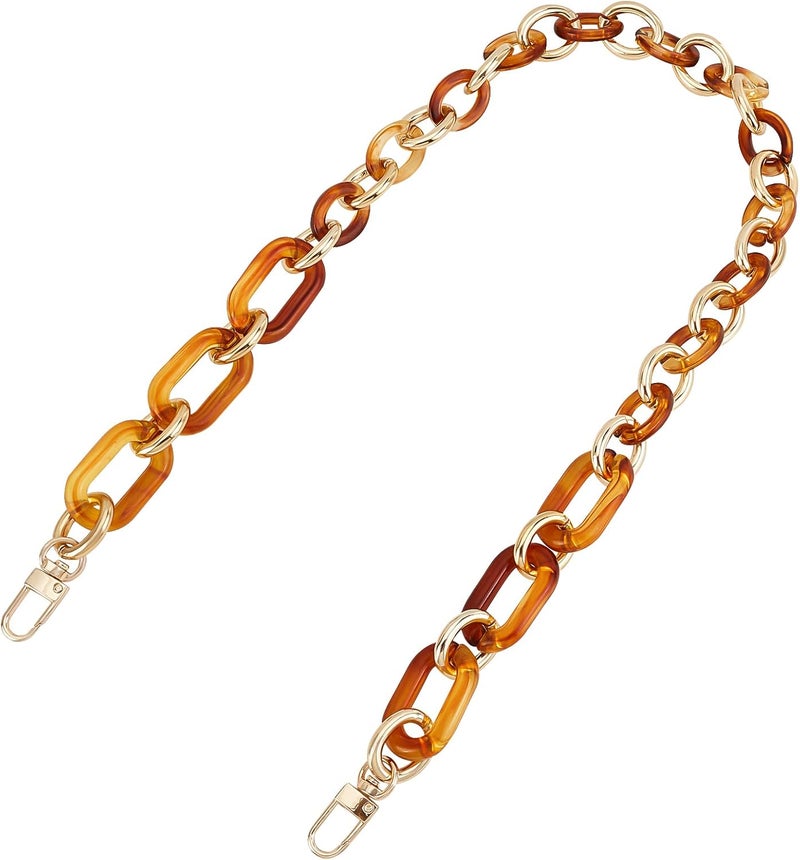 cheekyglo Acrylic Purse Chain Strap, 26.5 Inch Chunky Resin Bag Strap Plastic Handbag Chain Handle Replacement Shoulder Cross Body Chain Clutch Bag Handles DIY Bag Making Accessories, Amber Brown - Image 1