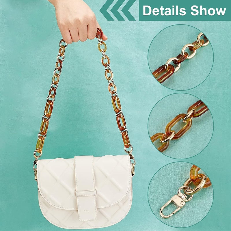 cheekyglo Acrylic Purse Chain Strap, 26.5 Inch Chunky Resin Bag Strap Plastic Handbag Chain Handle Replacement Shoulder Cross Body Chain Clutch Bag Handles DIY Bag Making Accessories, Amber Brown - Image 2