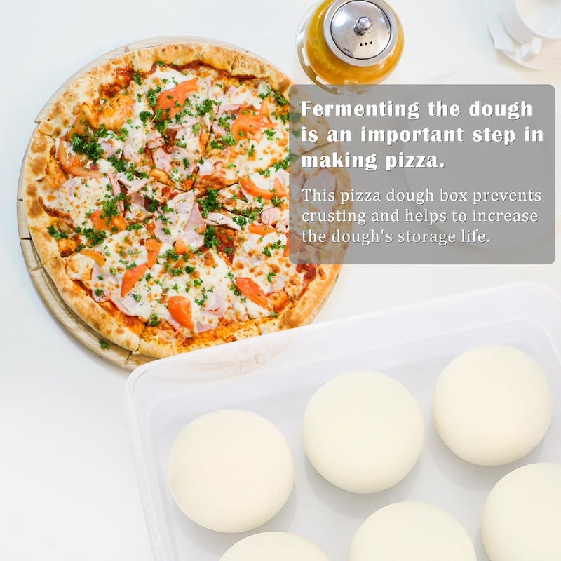 BSTKEY Pizza Dough Proofing Box, 14 x 10.3Inch Large Capacity Container, Fits 4-6 Dough Balls, Household Tray With Carry Handle - Image 4