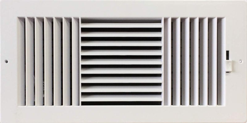 HBW Three-way plastic side wall/ceiling register in white 14"w X 6"h for duct opening (outside dimension is 15.75"w X 8"h) - Image 3