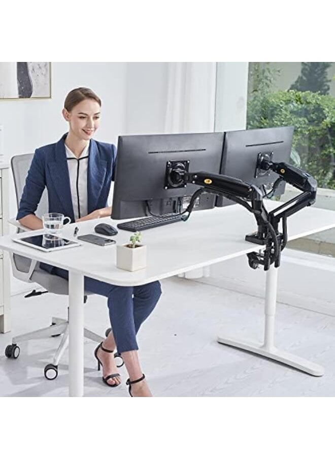 NB NORTH BAYOU - Dual Monitor Desk Mount Stand Full Motion Swivel Computer Monitor Arm For Two Screens 17 27 Inch With 4.4~19.8Lbs Load Capacity For Each Display F160 - Image 1