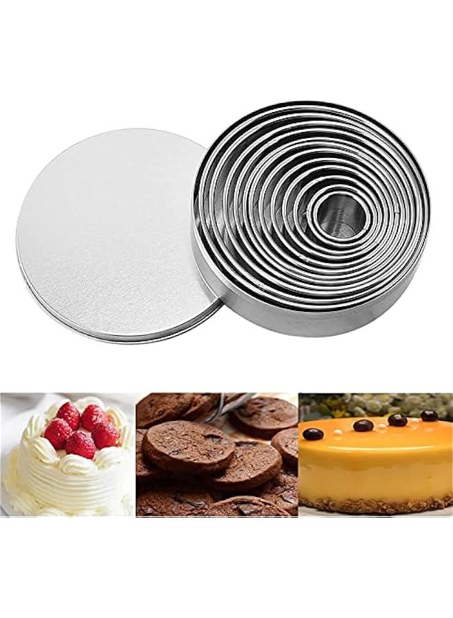RYNX Round Cookie Biscuit Cutter Set 12 Metal Circle Biscuit Cutters SetPastry Donut Doughnut Ring Cutter Set Circle Round Cookie Cutters for Donut Pastries Fondant Cake - Image 1