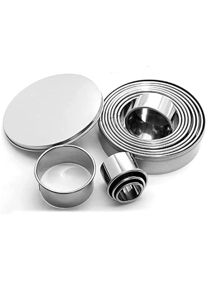 RYNX Round Cookie Biscuit Cutter Set 12 Metal Circle Biscuit Cutters SetPastry Donut Doughnut Ring Cutter Set Circle Round Cookie Cutters for Donut Pastries Fondant Cake - Image 2