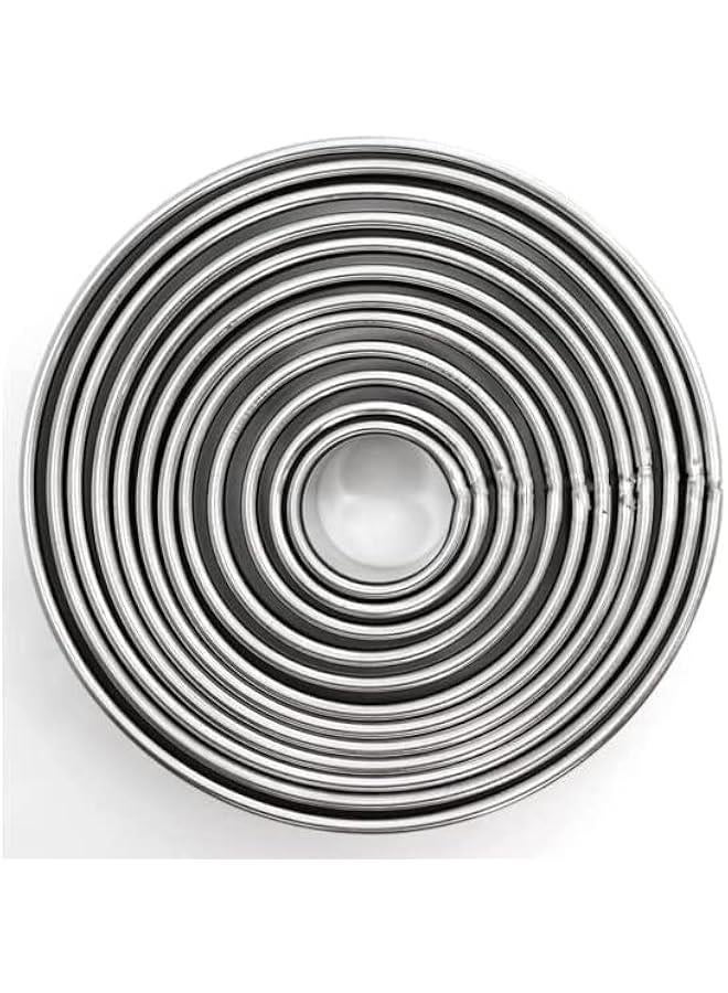 RYNX Round Cookie Biscuit Cutter Set 12 Metal Circle Biscuit Cutters SetPastry Donut Doughnut Ring Cutter Set Circle Round Cookie Cutters for Donut Pastries Fondant Cake - Image 3