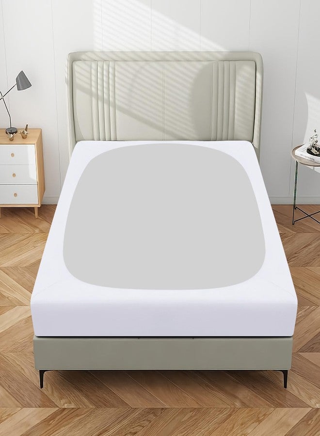 PureFit Stretchy Box Spring Cover Queen - Elastic Fitted Box Spring Wrap Around 4 Sides, Wrinkle & Fading Resistant Fits Queen Size Beds, White - Image 2