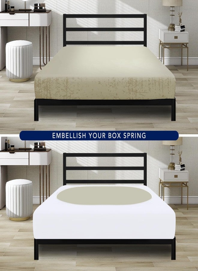 PureFit Stretchy Box Spring Cover Queen - Elastic Fitted Box Spring Wrap Around 4 Sides, Wrinkle & Fading Resistant Fits Queen Size Beds, White - Image 4