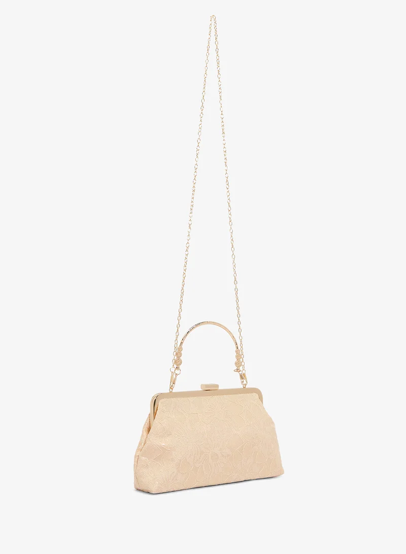 Khizana Floral Embroidery Top Handle Sparkle Clutch