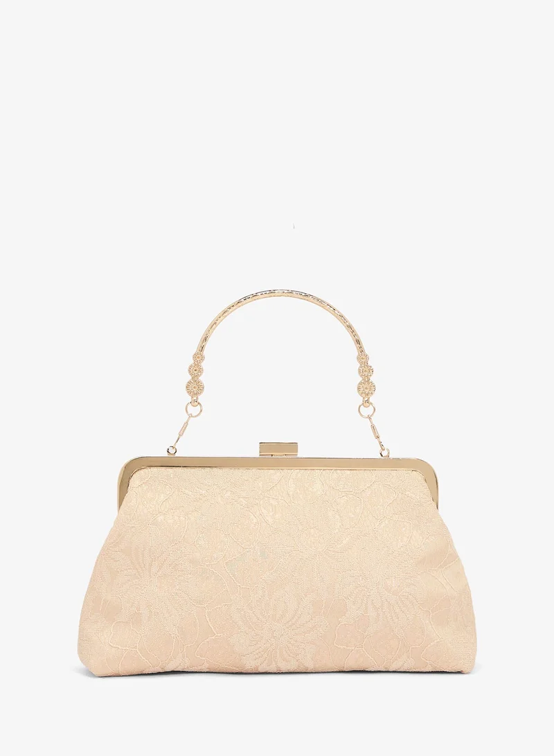 Khizana Floral Embroidery Top Handle Sparkle Clutch