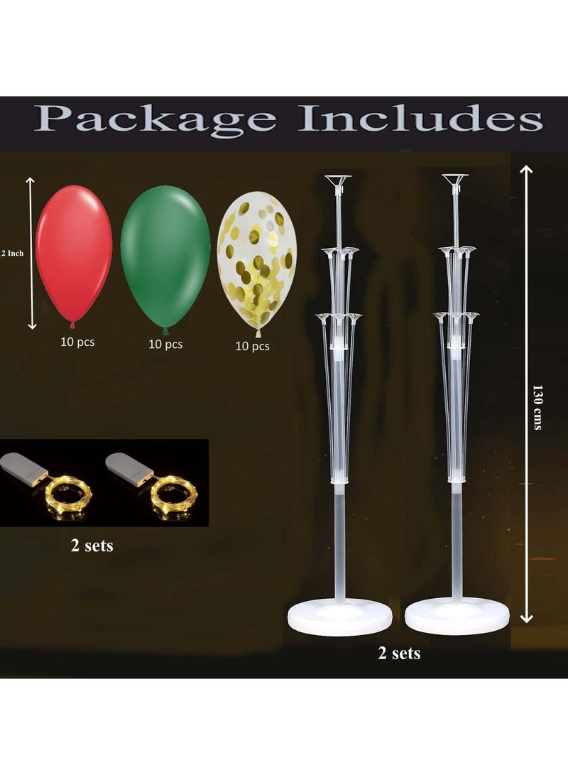 JOLLITY LLC طقم حامل بالونات هالوين كريسماس للأرض مع خيوط أضواء بالونات وحوامل مركزية طقم عمود بالونات لزينة حفلات عيد الميلاد وحفلات الأطفال 2 مجموعة - Image 2