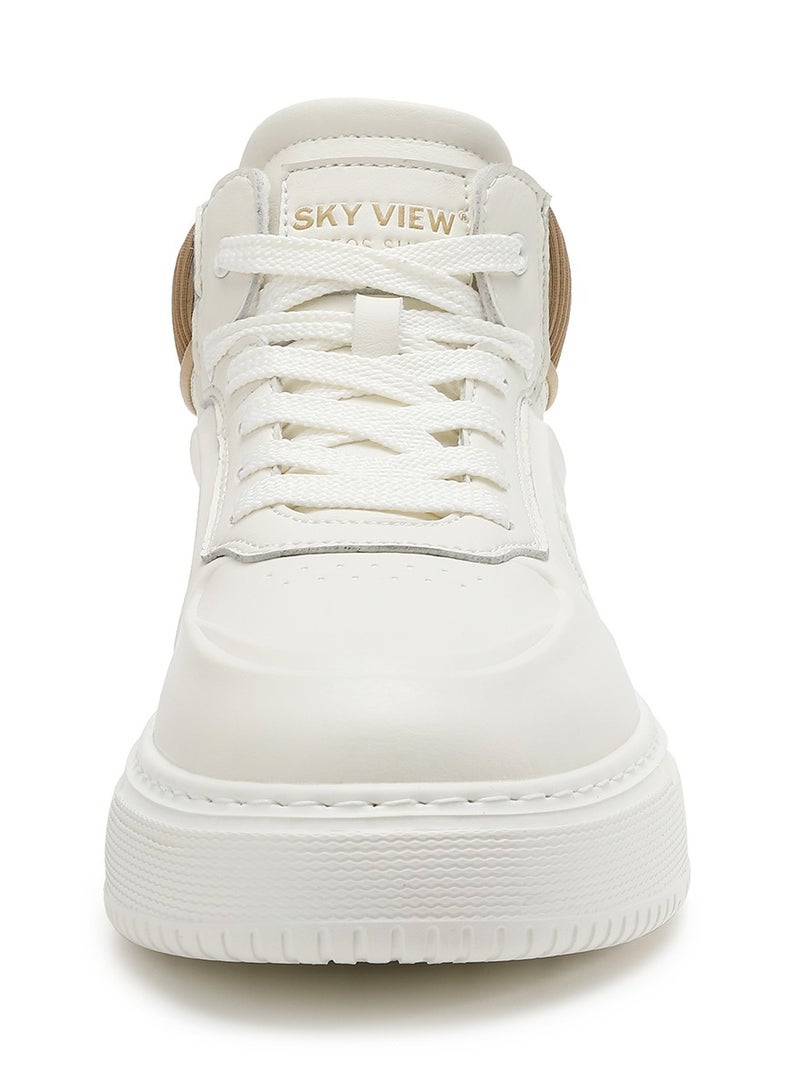 سكاي فيو حذاء رجالي عصري من SKY VIEW مصنوع من ألياف فائقة النعومة، حذاء كاجوال للكاحل برباط غير قابل للانزلاق، حذاء رياضي سميك مبطن وخفيف الوزن للمشي، لون أبيض - 07 - Image 3
