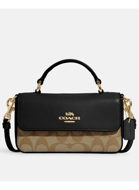 بلاک شدہ دستخط کینوس میں کوچ منی جوسی ٹاپ ہینڈل کراس باڈی، خواتین کا کندھے کا بیگ، خواتین کا ٹوٹ بیگ، خواتین کا ہینڈ بیگ، خواتین کا کراس باڈی بیگ، خواتین کا پرس، خواتین کا سفری بیگ، سیاہ 20 سینٹی میٹر