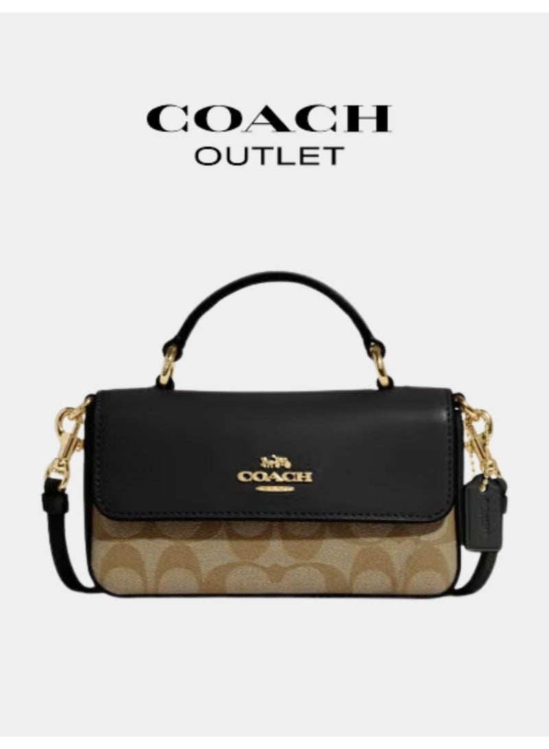 Coachoutlet Mini Josie Top Handle Crossbody In Blocked Signature Canvas, Women's Shoulder Bag, Women's Tote Bag, Women's Hand Bag,Women's Cross Body Bag, Women's Wallet, Women's Travel Bag, Black-20cm - Image 1