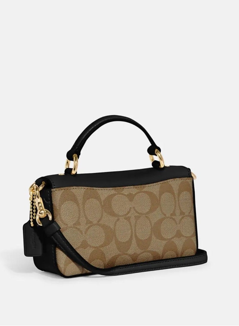 Coachoutlet Mini Josie Top Handle Crossbody In Blocked Signature Canvas, Women's Shoulder Bag, Women's Tote Bag, Women's Hand Bag,Women's Cross Body Bag, Women's Wallet, Women's Travel Bag, Black-20cm - Image 2