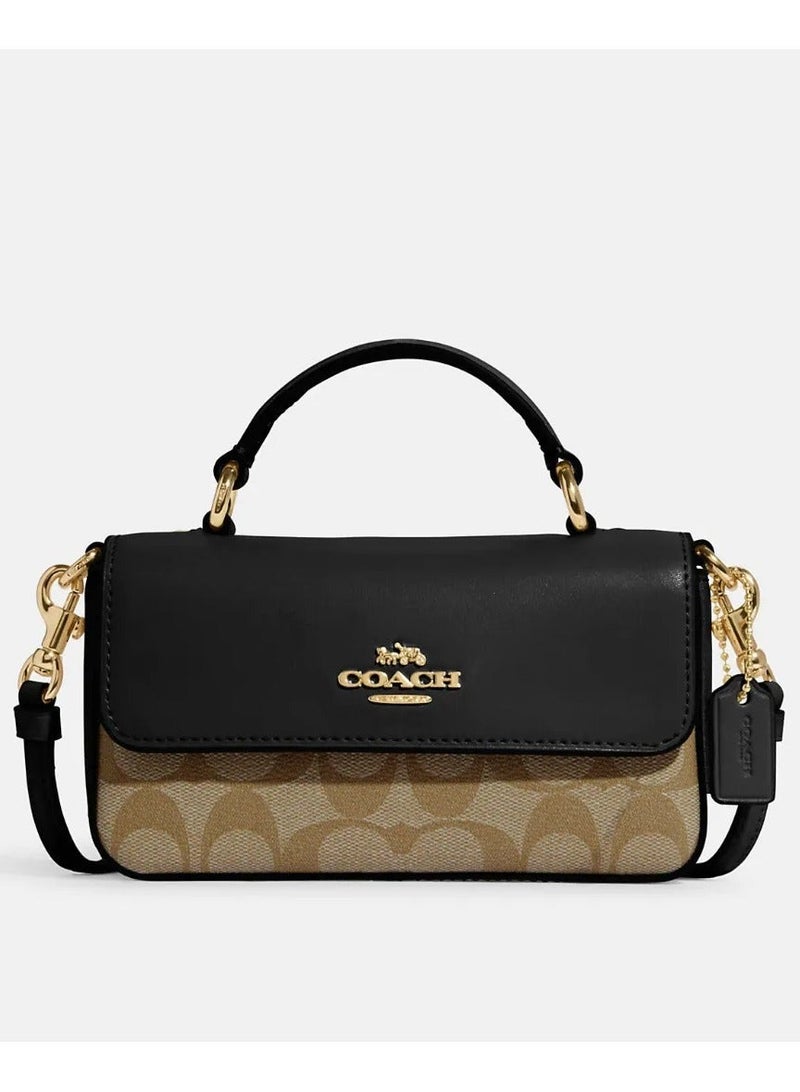 Coachoutlet Mini Josie Top Handle Crossbody In Blocked Signature Canvas, Women's Shoulder Bag, Women's Tote Bag, Women's Hand Bag,Women's Cross Body Bag, Women's Wallet, Women's Travel Bag, Black-20cm - Image 3